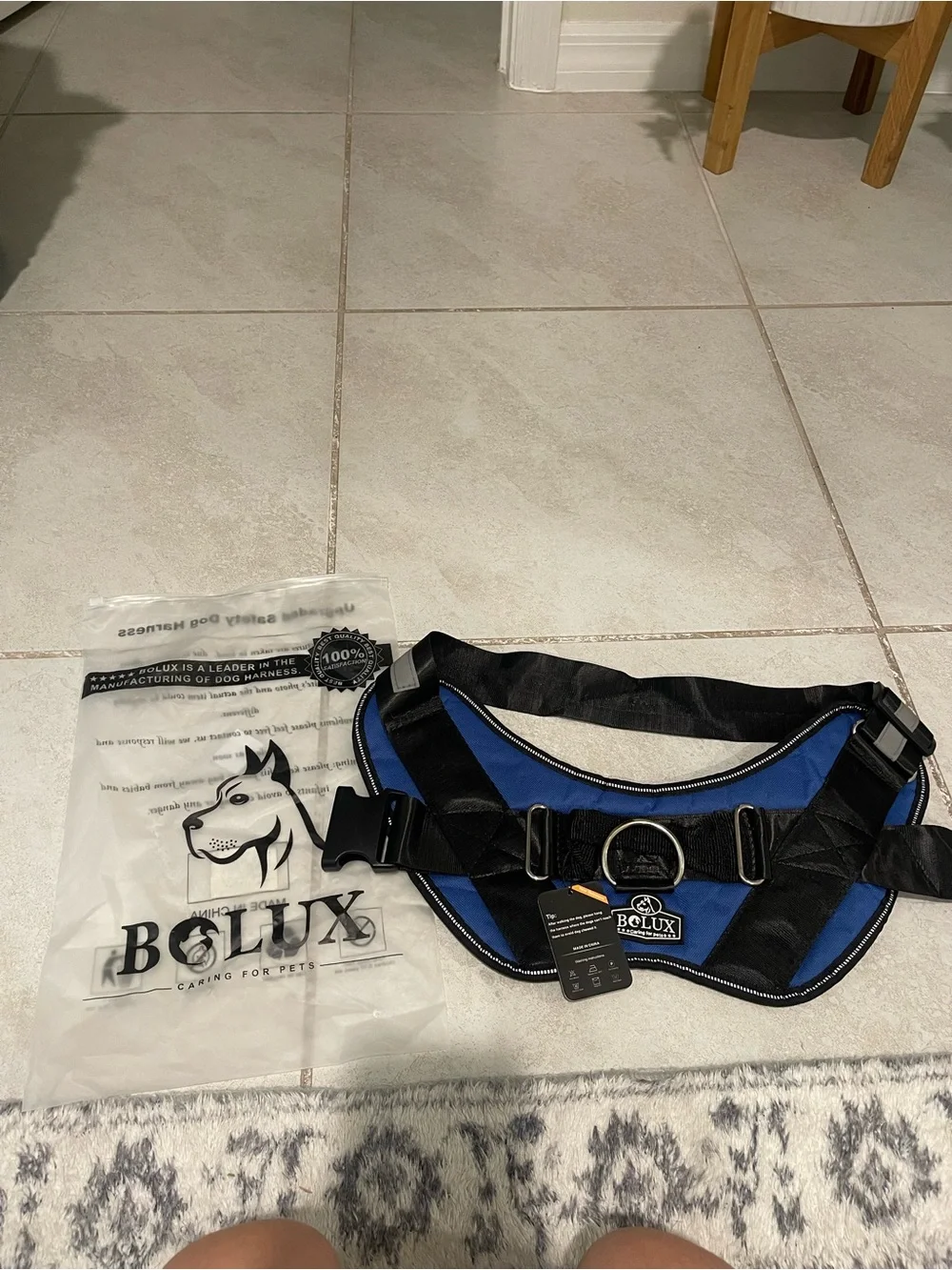 Bolux Blue & Black No-Pull Dog Harness